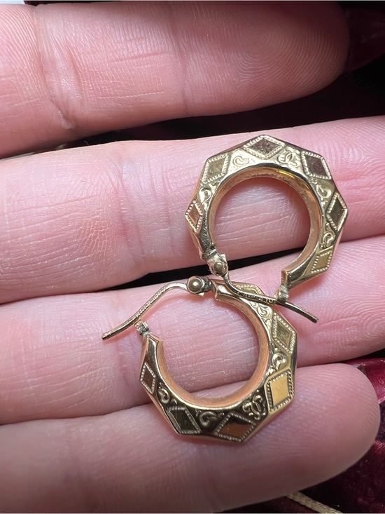 10K yellow gold bohemian hoop earrings main image 2